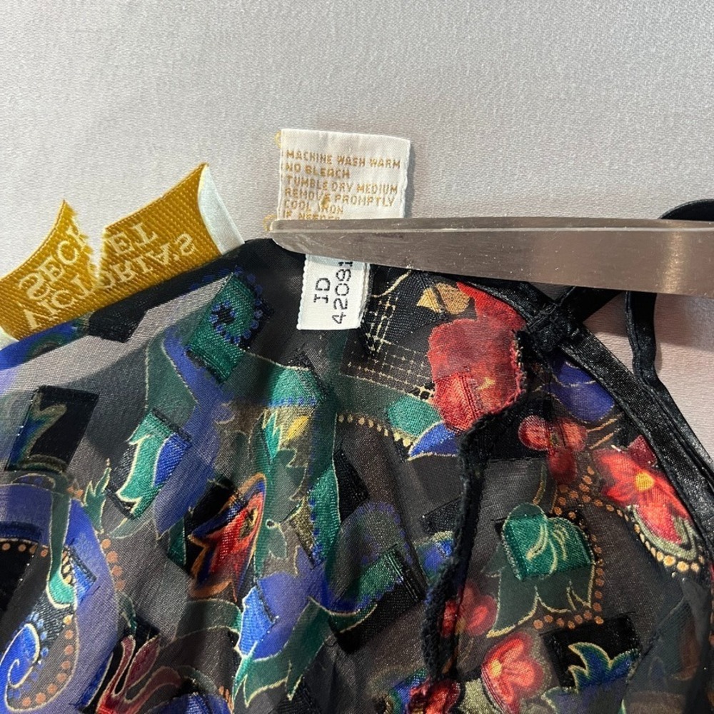 Gold Label Victoria's Secret Vintage Teddy M Floral Sheer Mesh Black Multicolor - Picture 7 of 7